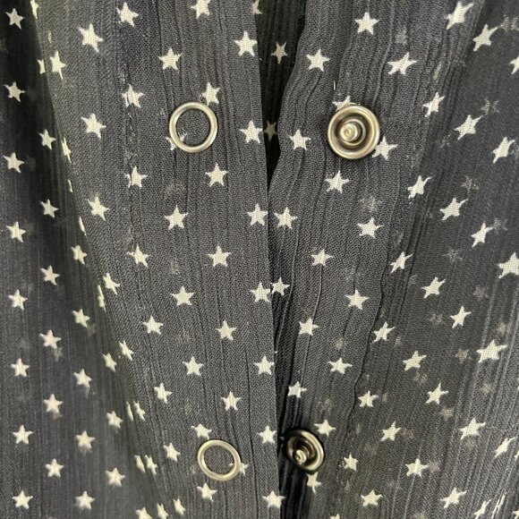 LAgence Nordstrom Womens 6 Black Star Print Sheer Button Up Long Sleeve Blouse - Picture 9 of 12